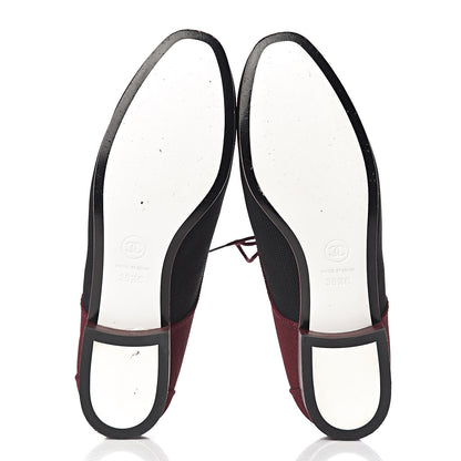 Chanel Fabric Lace Up CC Oxfords 36.5 Burgundy Black 5 of 11