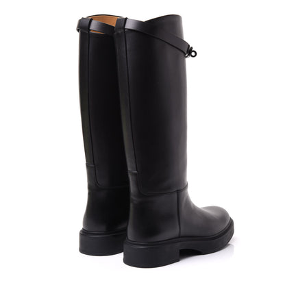 Hermes Calfskin Variation Monochromatic Boots 37 Black 4 of 9