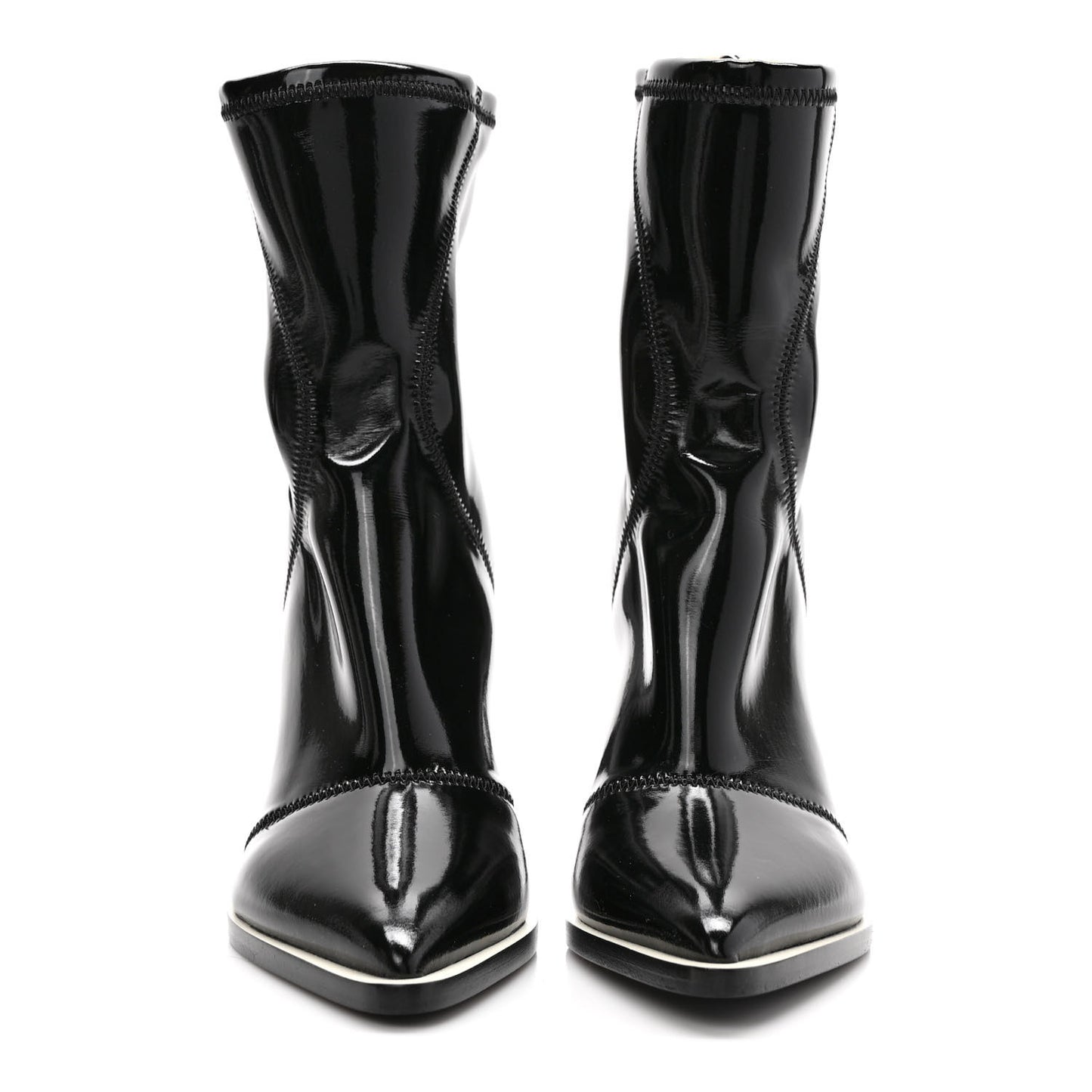 Glossy Neoprene FFrame Ankle Boots 38 Black