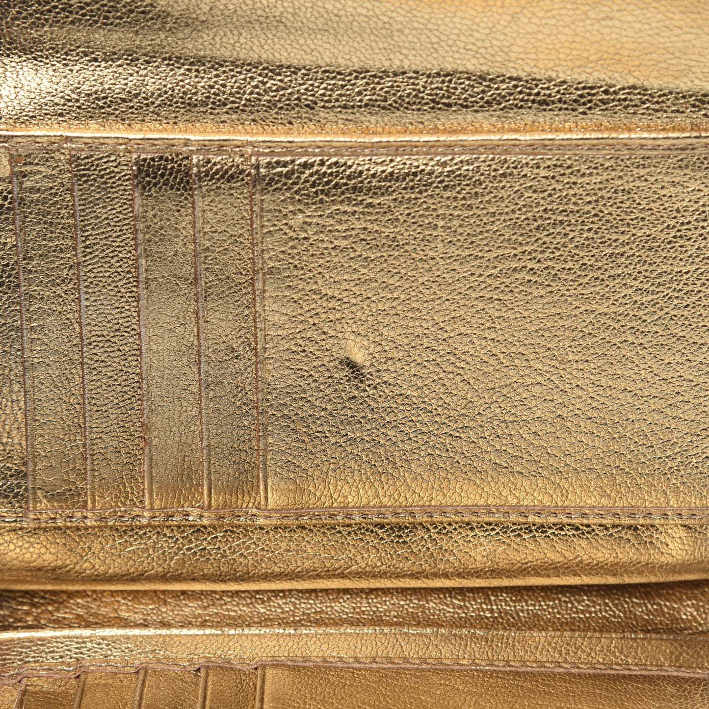 Metallic Goatskin Madras Bi-Color Tri-Fold Flap Wallet White Pyrite