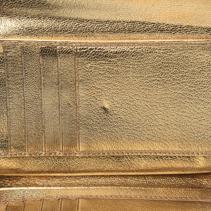 Miu Miu Metallic Goatskin Madras Bi-Color Tri-Fold Flap Wallet White Pyrite 9 of 16