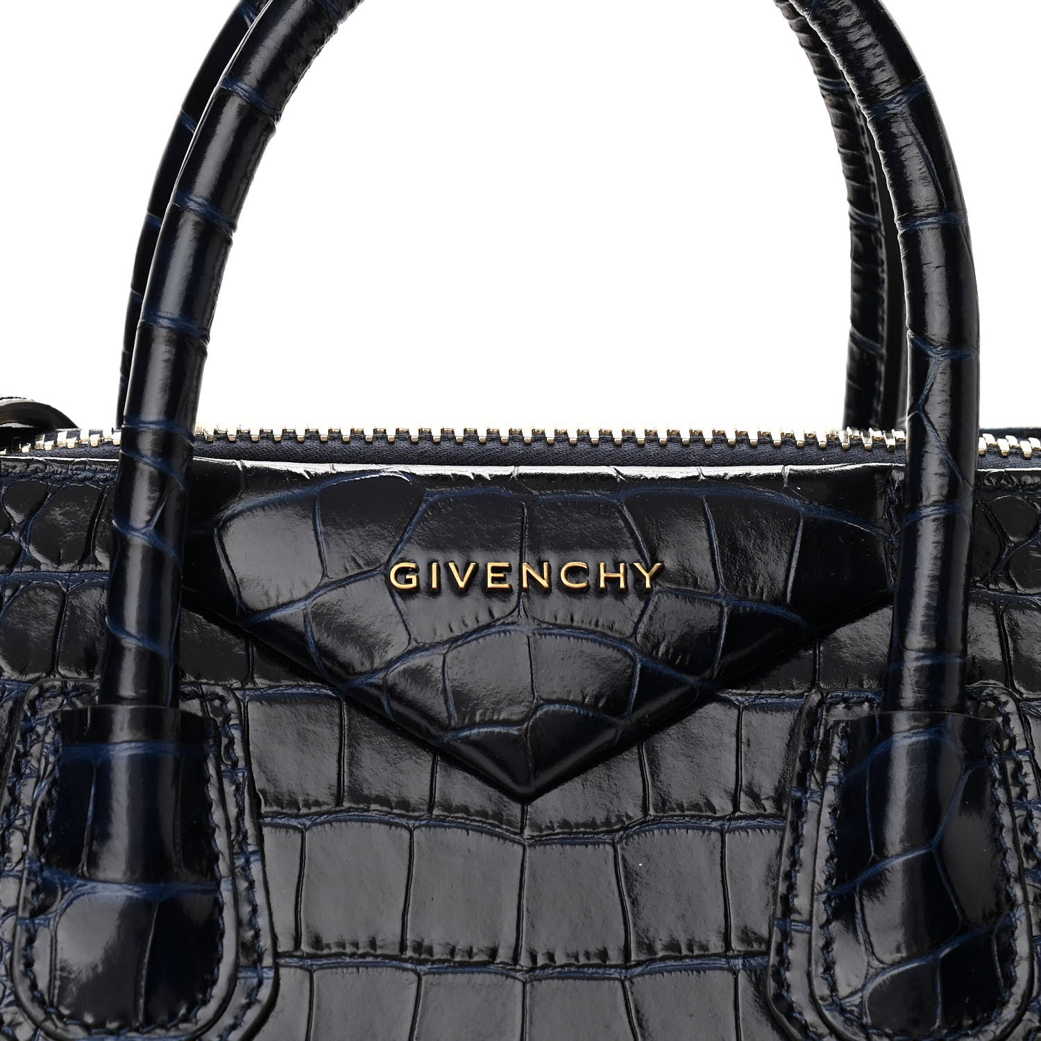 Givenchy Calfskin Crocodile Embossed Small Antigona Navy 8 of 10