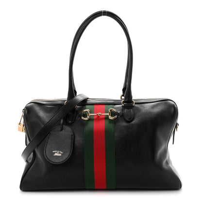 Gucci Calfskin Web Large Borsetto Boston Black 1 of 10