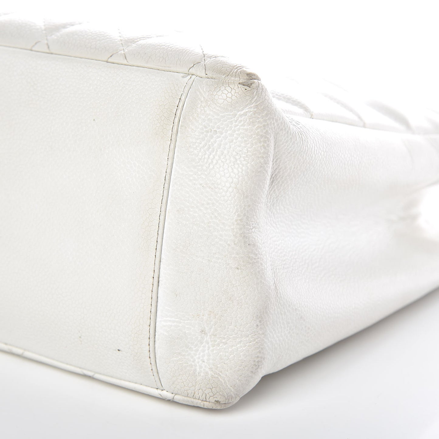 Caviar Quilted Grand Shopping Tote GST White