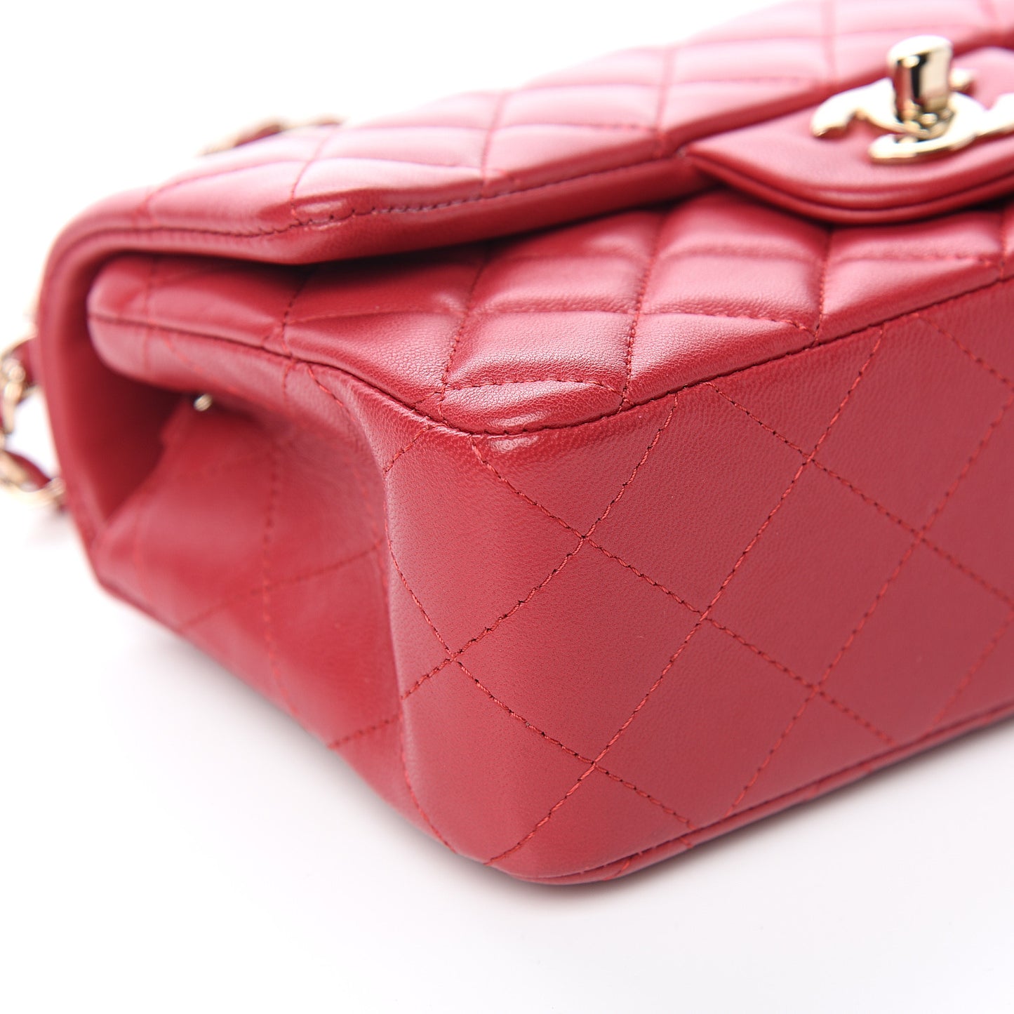 Lambskin Quilted Mini Rectangular Flap Dark Pink