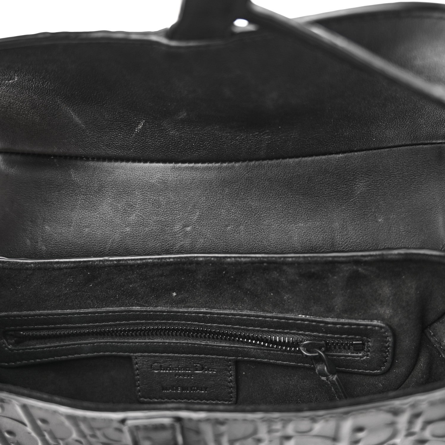 Christian Dior Calfskin Embossed Oblique Saddle Bag With Strap Black 10 of 10