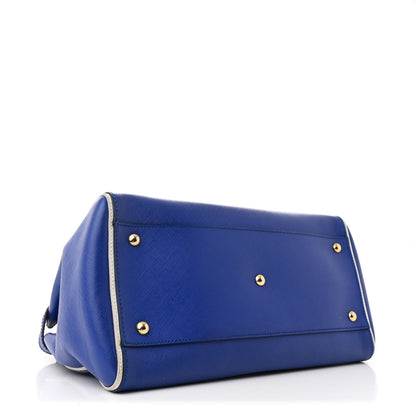 Salvatore Ferragamo Hammered Calfskin Batik Tote Blue White 4 of 11