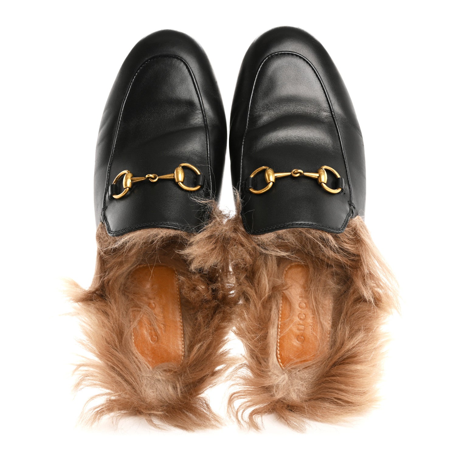 Gucci Calfskin Fur Womens Princetown Slippers 37.5 Black 2 of 10