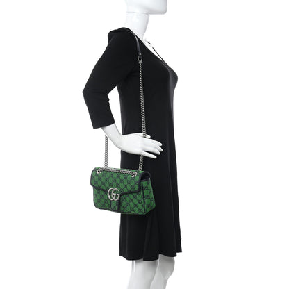 Gucci Monogram Multicolor Matelasse Diagonal Small GG Marmont Shoulder Bag Green Blue 2 of 10
