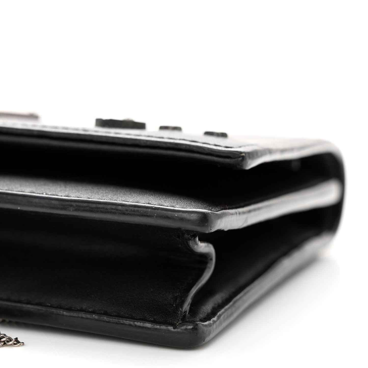 Smooth Calfskin Classic Monogram Pins Kate Tassel Chain Wallet Black
