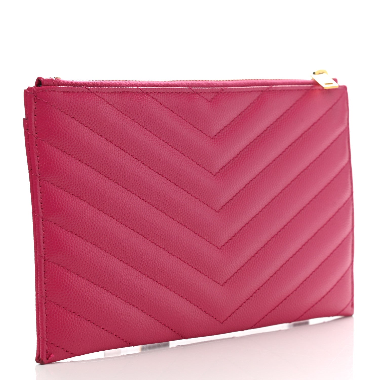Saint Laurent Grain De Poudre Chevron Monogram Bill Pouch Fresh Fuxia 3 of 8