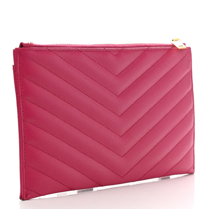 Saint Laurent Grain De Poudre Chevron Monogram Bill Pouch Fresh Fuxia 3 of 8