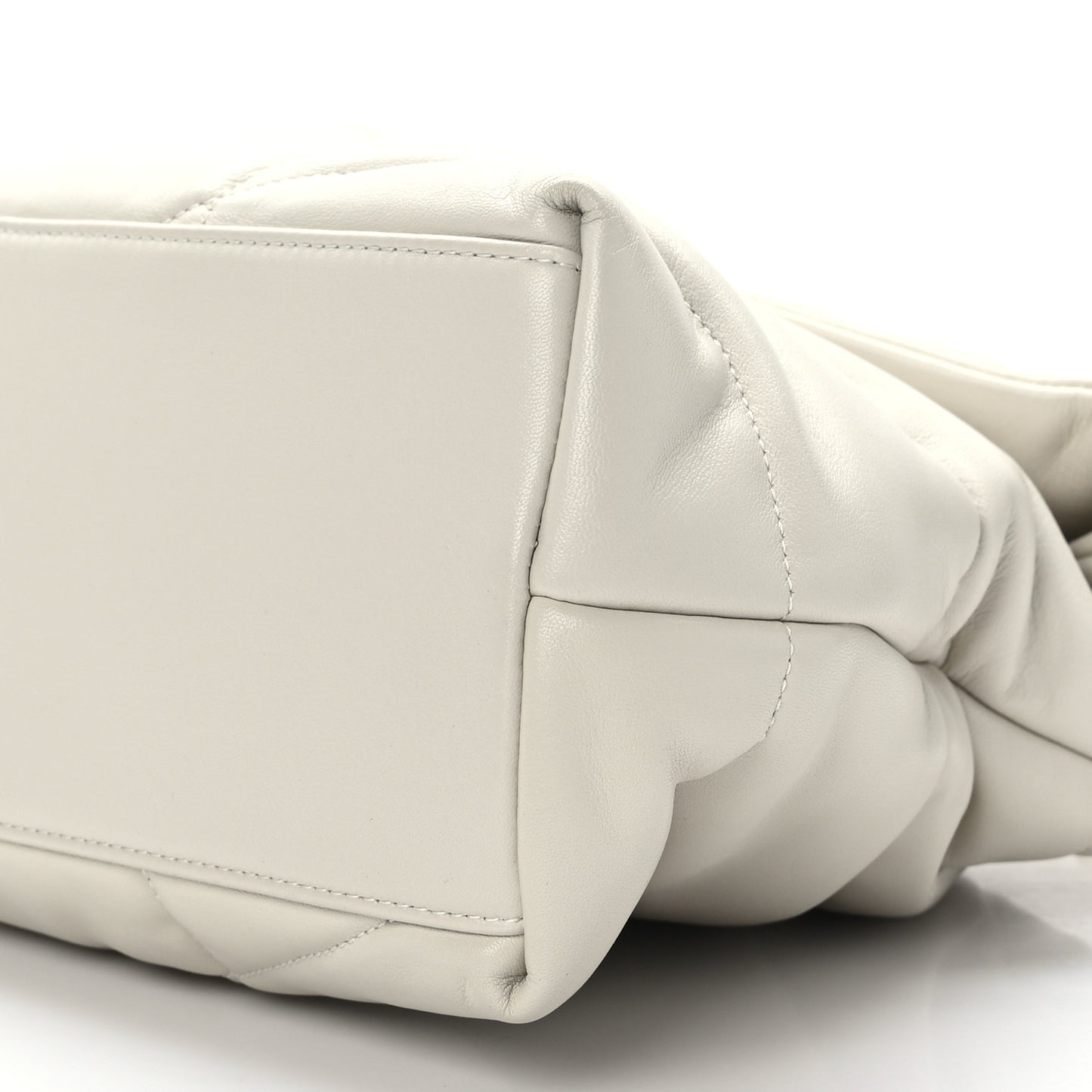 Lambskin Quilted Medium Loulou Puffer Monogram Chain Satchel Crema Soft
