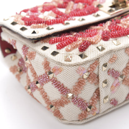 Valentino Garavani Canvas Beaded Small Rockstud Spike Shoulder Bag Multicolor 8 of 11