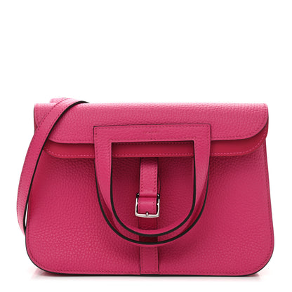 Hermes Taurillon Clemence Halzan 25 Rose Shocking 1 of 12