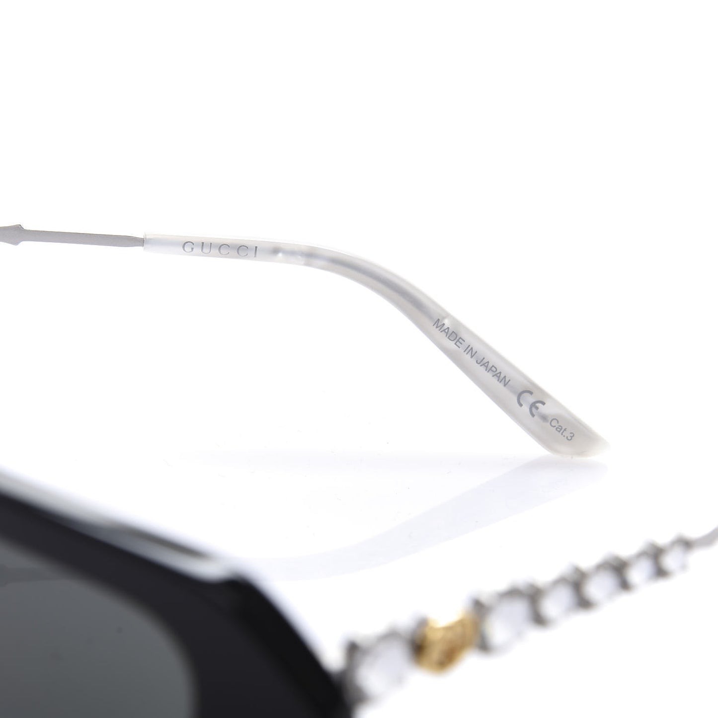 Acetate Crystal Embellished Rectangle Sunglasses GG0642S Black Gold