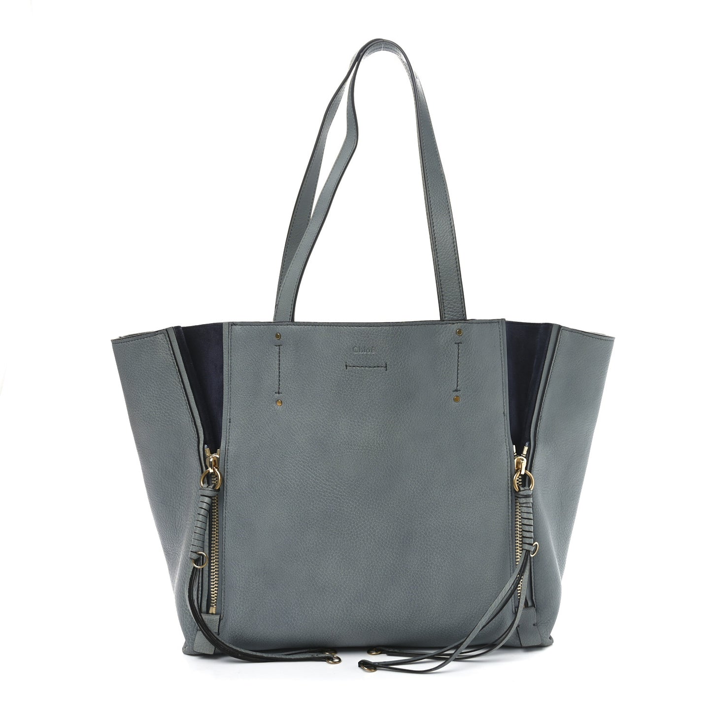Smooth Calfskin Medium Milo Shopping Tote Cloudy Blue