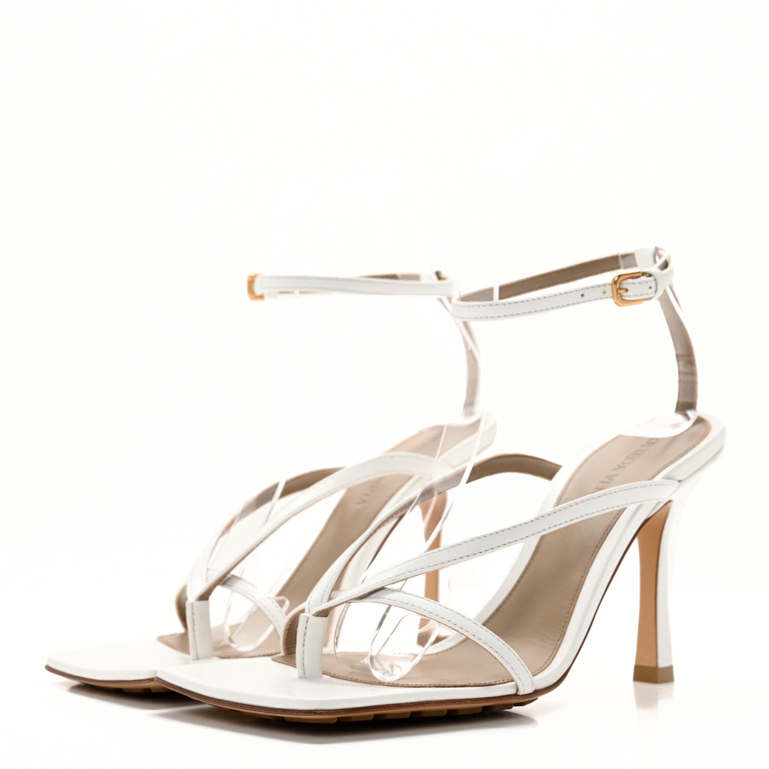 Bottega Veneta Lambskin Stretch Multi Strap 90mm Sandals 36 Optic White 3 of 10