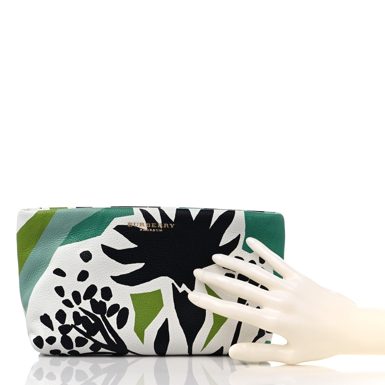 Burberry Prorsum Grained Calfskin Print Pouch Lawn Green Aqua Green 2 of 12