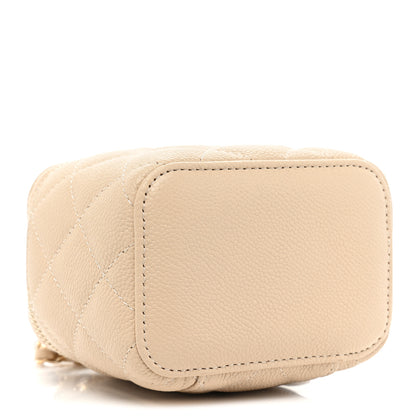 Chanel Caviar Quilted Tiny CC Mini Vanity Case With Chain Beige 4 of 9