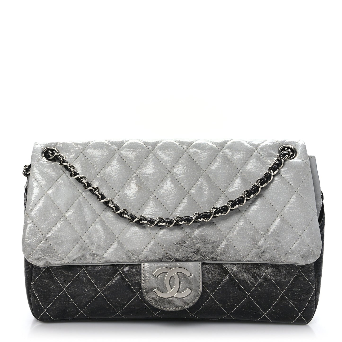 Vinyl Quilted Jumbo Melrose Degrade Flap Black