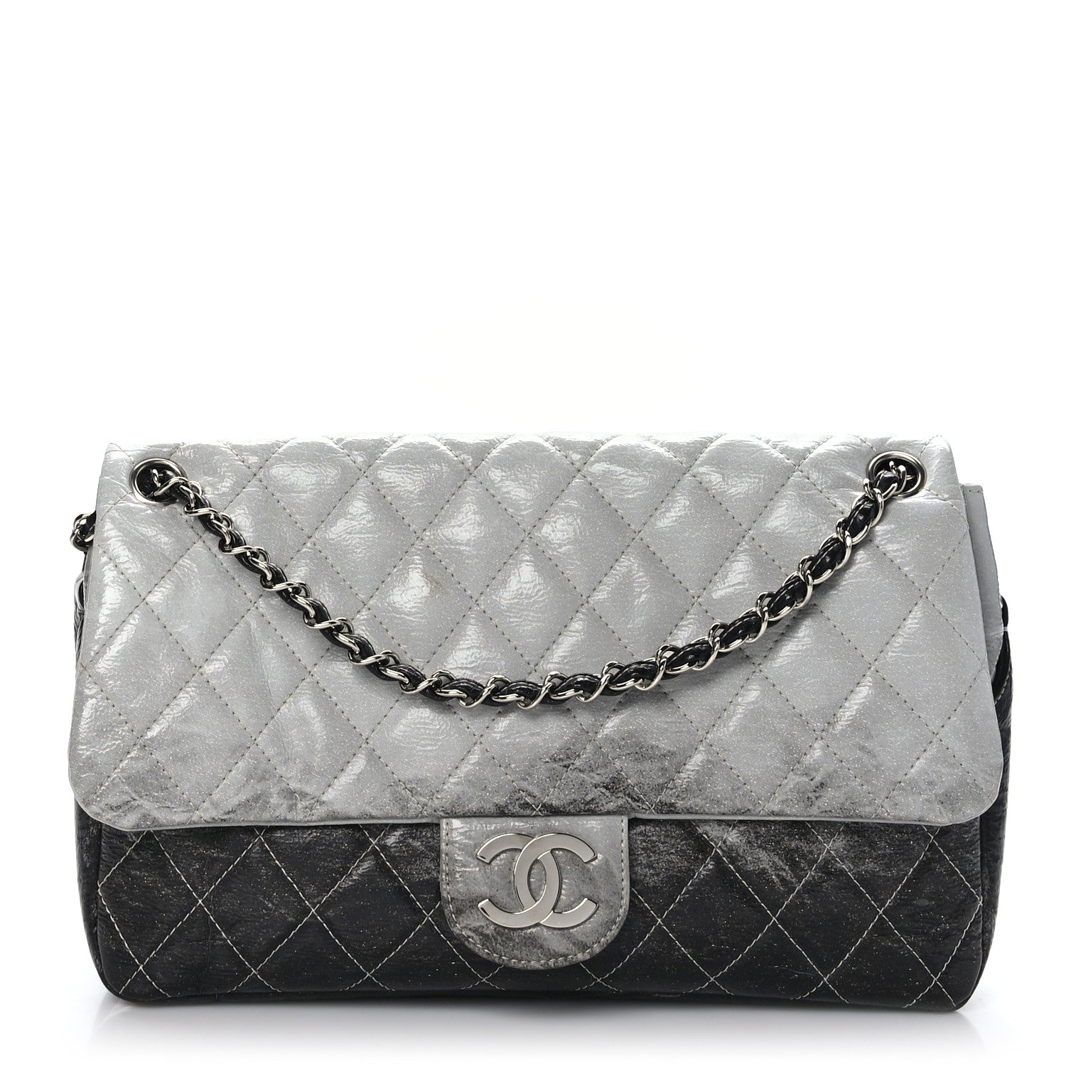 Chanel Vinyl Quilted Jumbo Melrose Degrade Flap Black 1 of 10