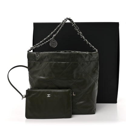 Chanel Shiny Calfskin Quilted Small Chanel 22 Khaki 13 of 13