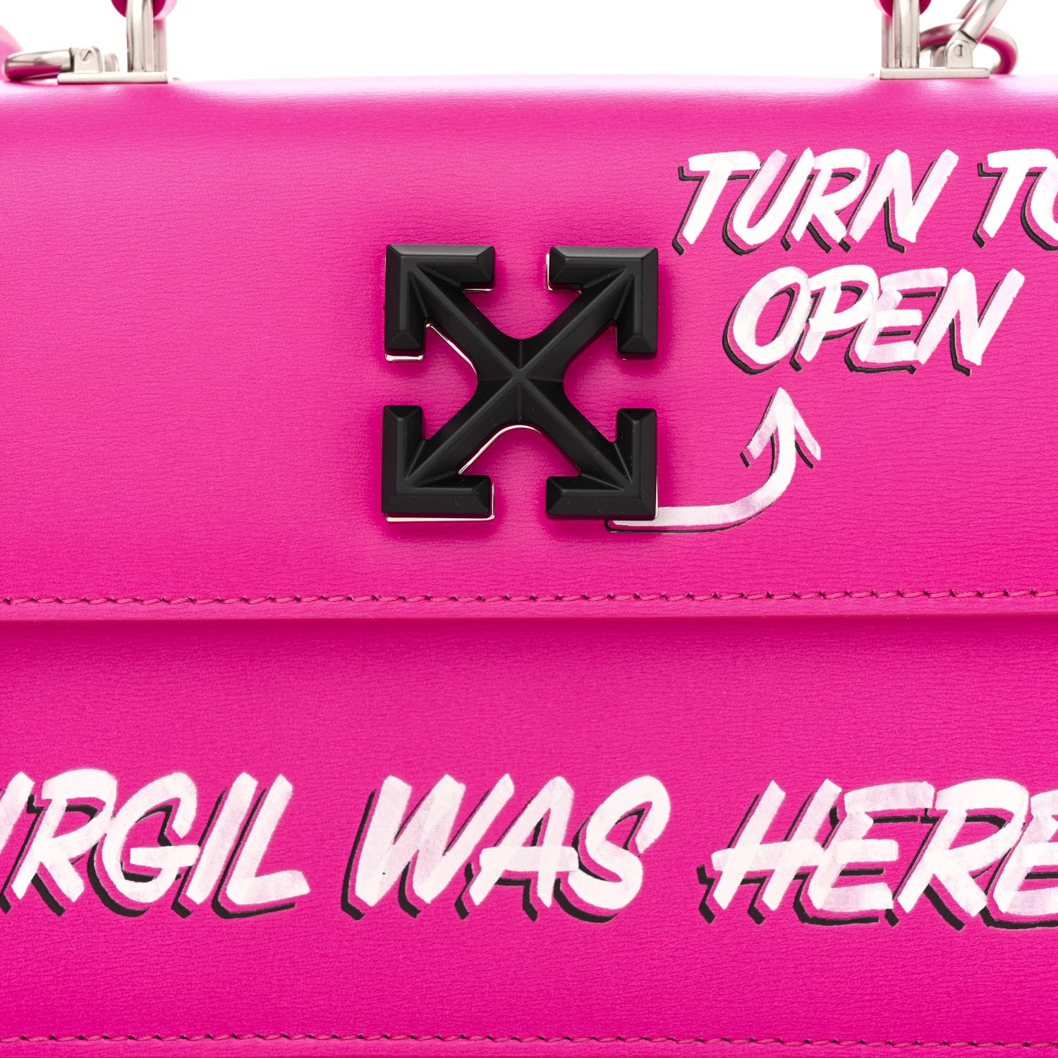 Off-White Calfskin Jitney 1.4 Quote Top Handle Bag Fuchsia Multicolor 7 of 10