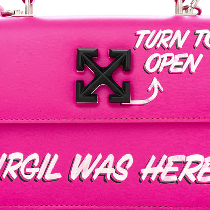 Off-White Calfskin Jitney 1.4 Quote Top Handle Bag Fuchsia Multicolor 7 of 10