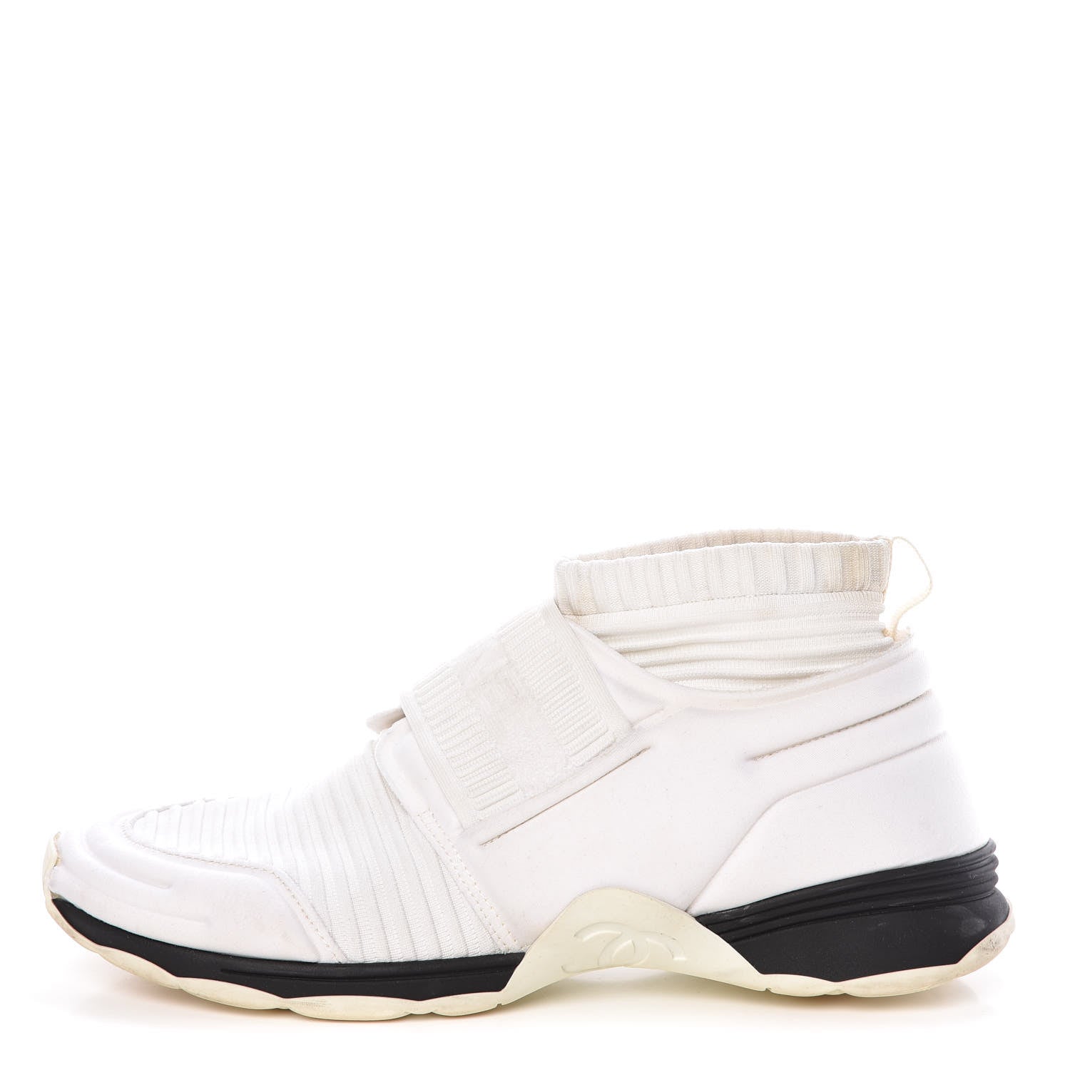 Chanel Stretch Fabric CC Sneakers 38 White 1 of 18