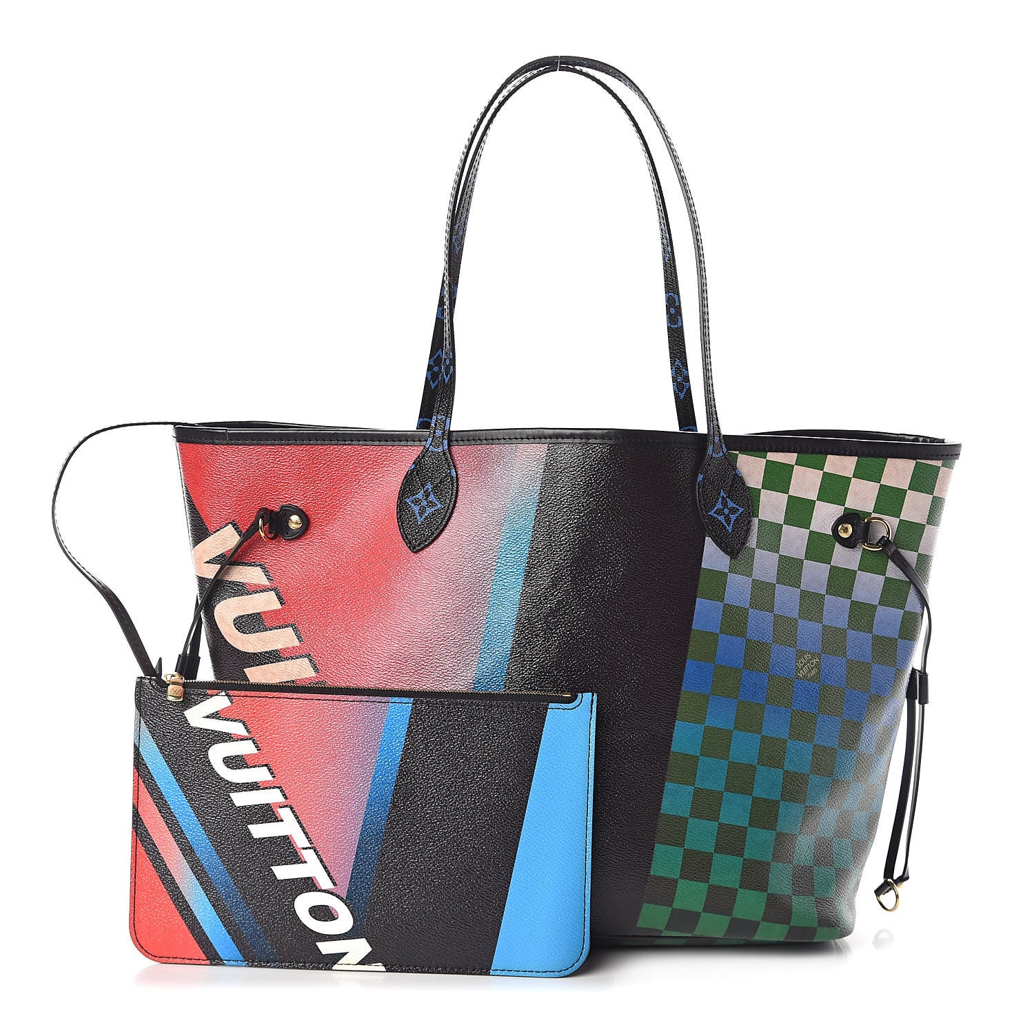 Louis Vuitton Damier Race Neverfull MM Noir Rouge 1 of 10