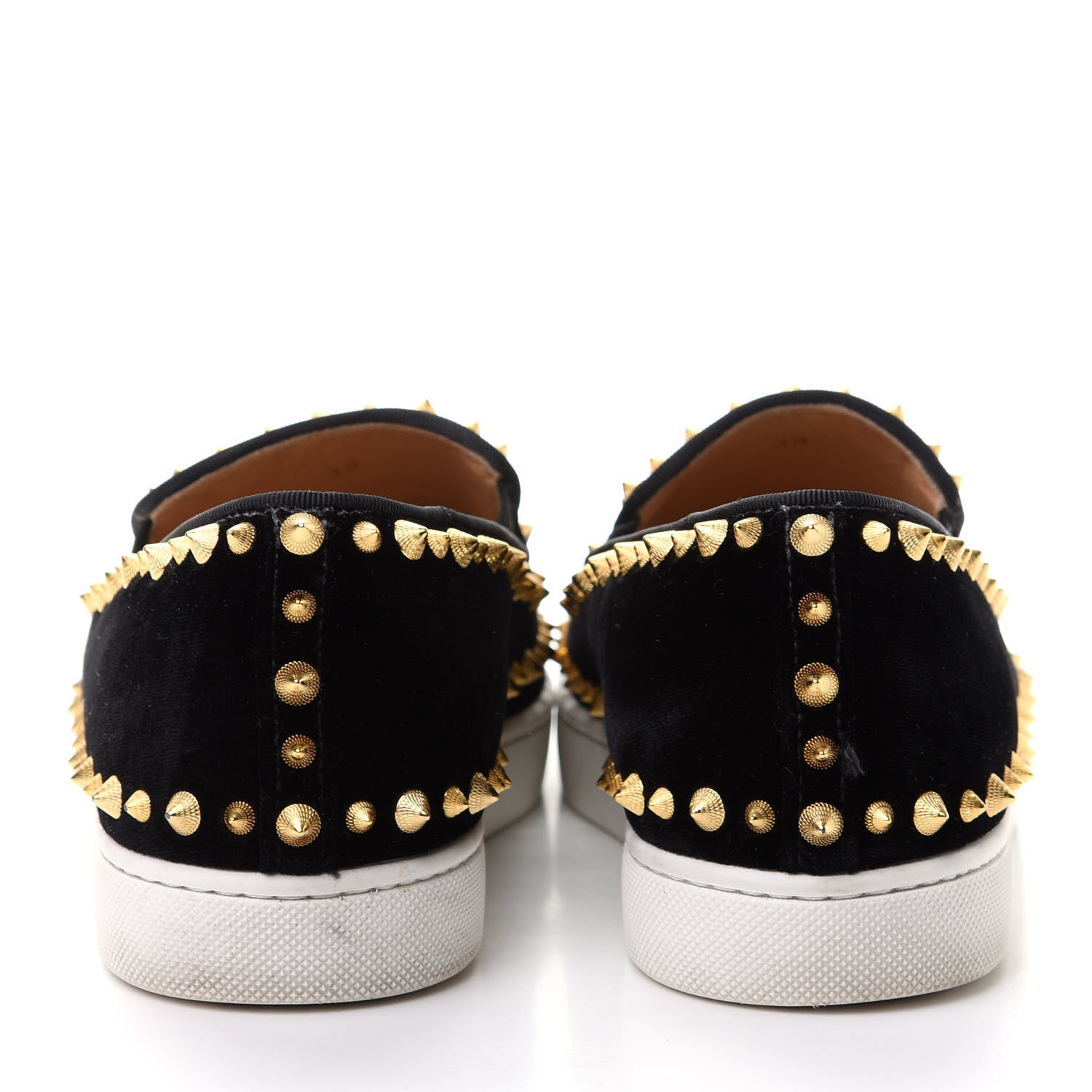 Christian Louboutin Velvet Womens Spikes Pik Boat Sneakers 38 Black 7 of 10