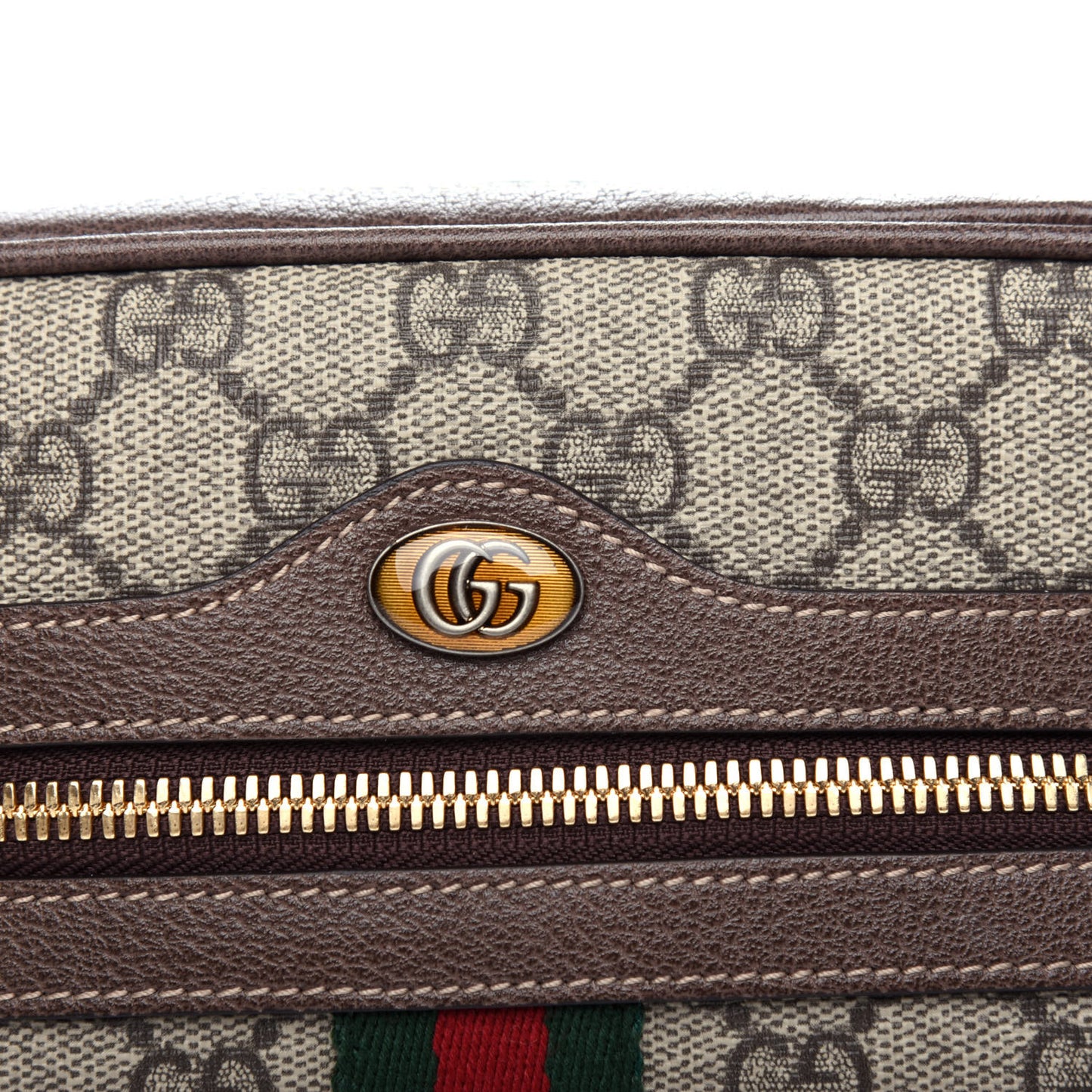 GG Supreme Monogram Web Small Ophidia Belt Bag 95 38 Dark Brown