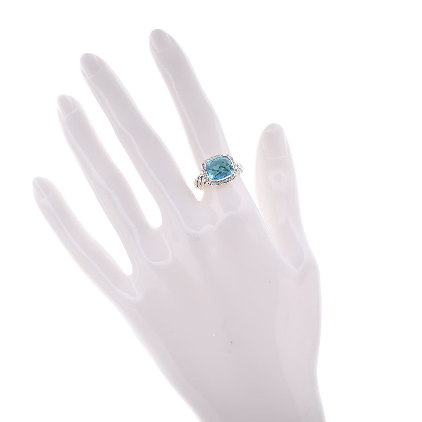 Sterling Silver Diamond Blue Topaz 10mm Noblesse Ring 52 6