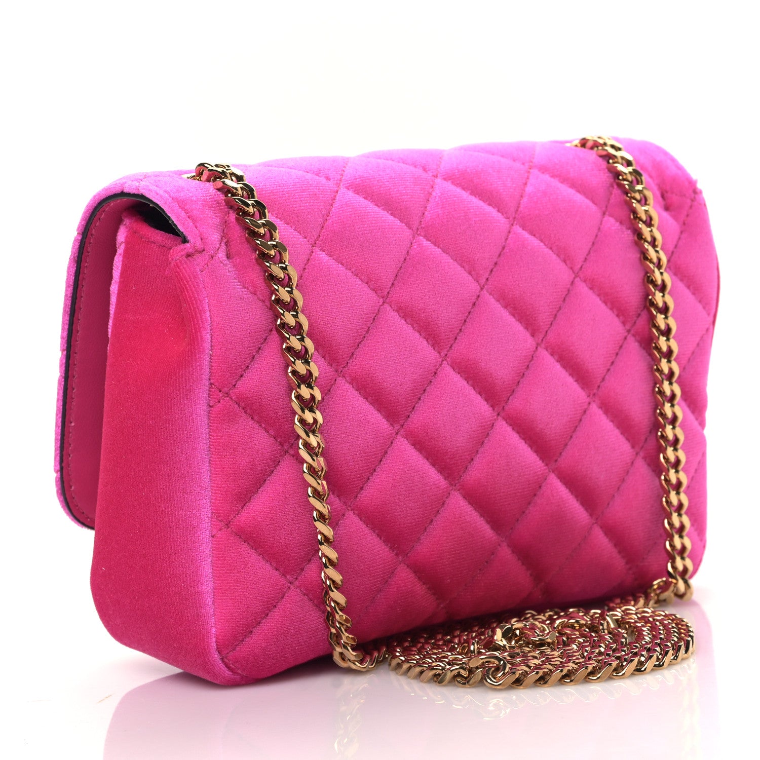 Versace Velvet Quilted Medusa Chain Crossbody Pink 3 of 8
