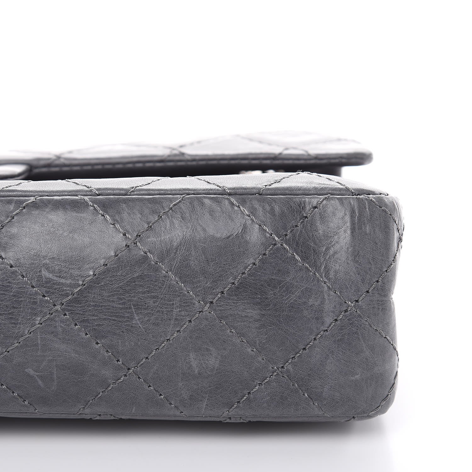 Chanel Aged Calfskin Quilted 50th Anniversary 2.55 Reissue Flap 226 Grey 10 of 17