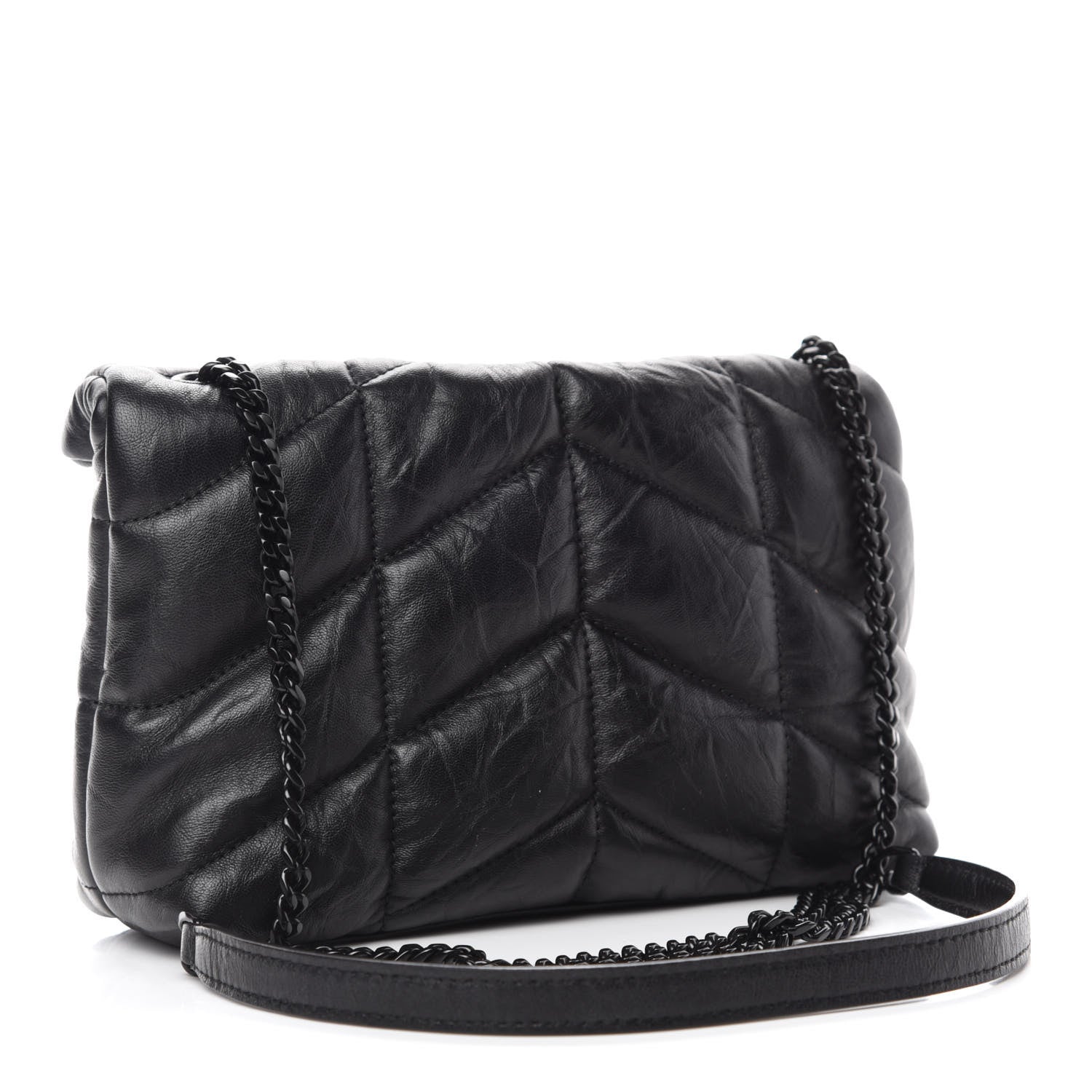 Saint Laurent Calfskin Quilted Toy Loulou Puffer Monogram Monochrome Chain Satchel Black 3 of 11