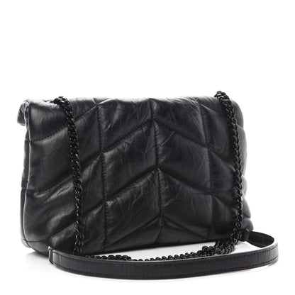Saint Laurent Calfskin Quilted Toy Loulou Puffer Monogram Monochrome Chain Satchel Black 3 of 11