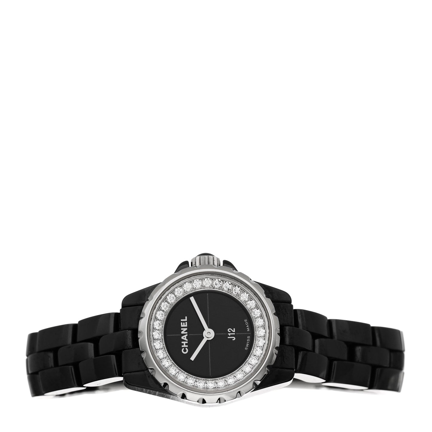 Stainless Steel Ceramic Diamond Bezel 19mm J12 Quartz Watch Black