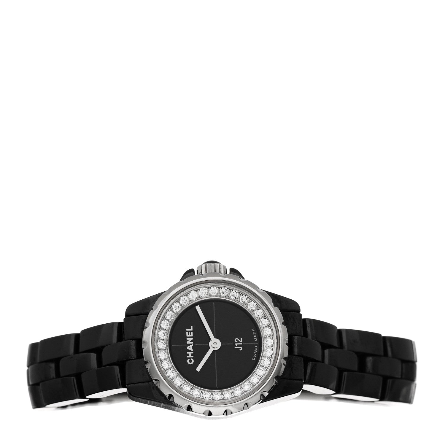 Chanel Stainless Steel Ceramic Diamond Bezel 19mm J12 Quartz Watch Black 2 of 4