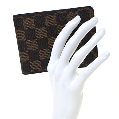 Louis Vuitton Damier Ebene Calfskin Multiple Wallet Blue 2 of 7