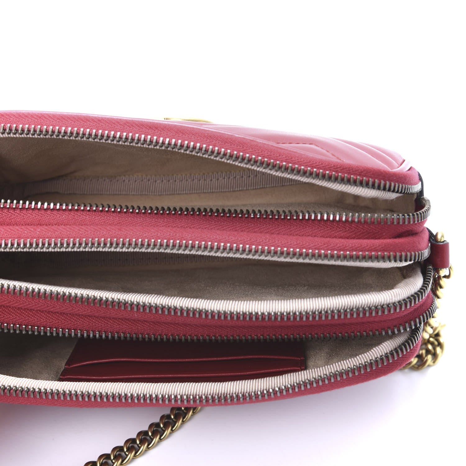 Gucci Calfskin Matelasse Mini GG Marmont Chain Crossbody Bag Hibiscus Red 4 of 10