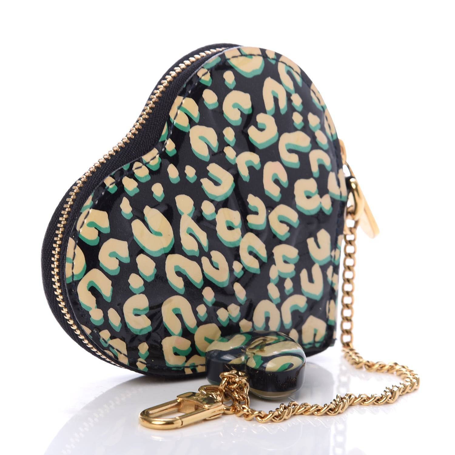 Louis Vuitton Vernis Leopard Coeur Heart Coin Purse Blue Infini 3 of 6