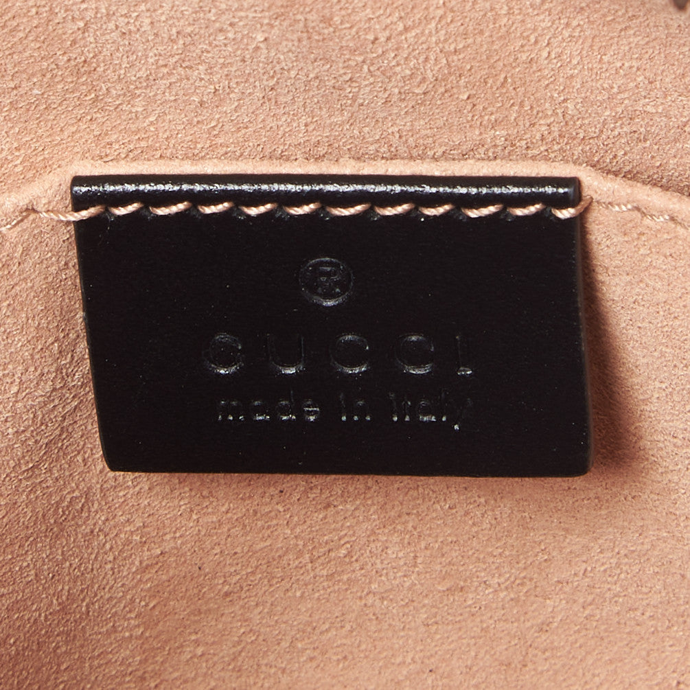 Gucci Calfskin Matelasse Mini GG Marmont Chain Shoulder Bag Black 8 of 10