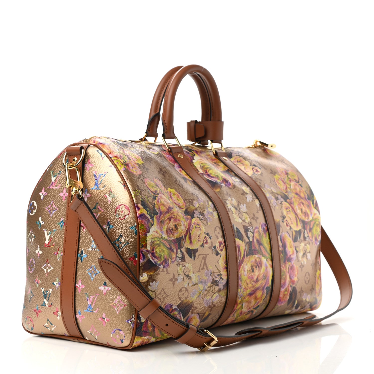 Louis Vuitton Metallic Monogram LV Garden Keepall Bandouliere 45 Gold 2 of 8