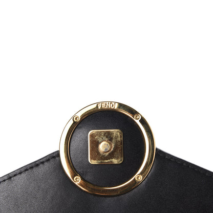 Fendi Vitello Liberty F is Fendi Bi-Color FF 1974 Embossed Medium Envelope Wallet On Chain Black Maya 8 of 10