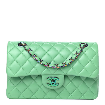 Chanel Lambskin Quilted Small Double Flap Green Blue 1 of 4