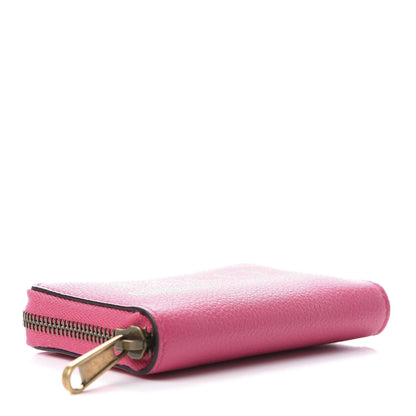 Gucci Grained Calfskin Logo Zip Around Card Case Box Pink Green 4 of 10