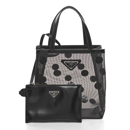 Prada Mesh Sequin Polka-Dot Small Tote Bag Black 10 of 10