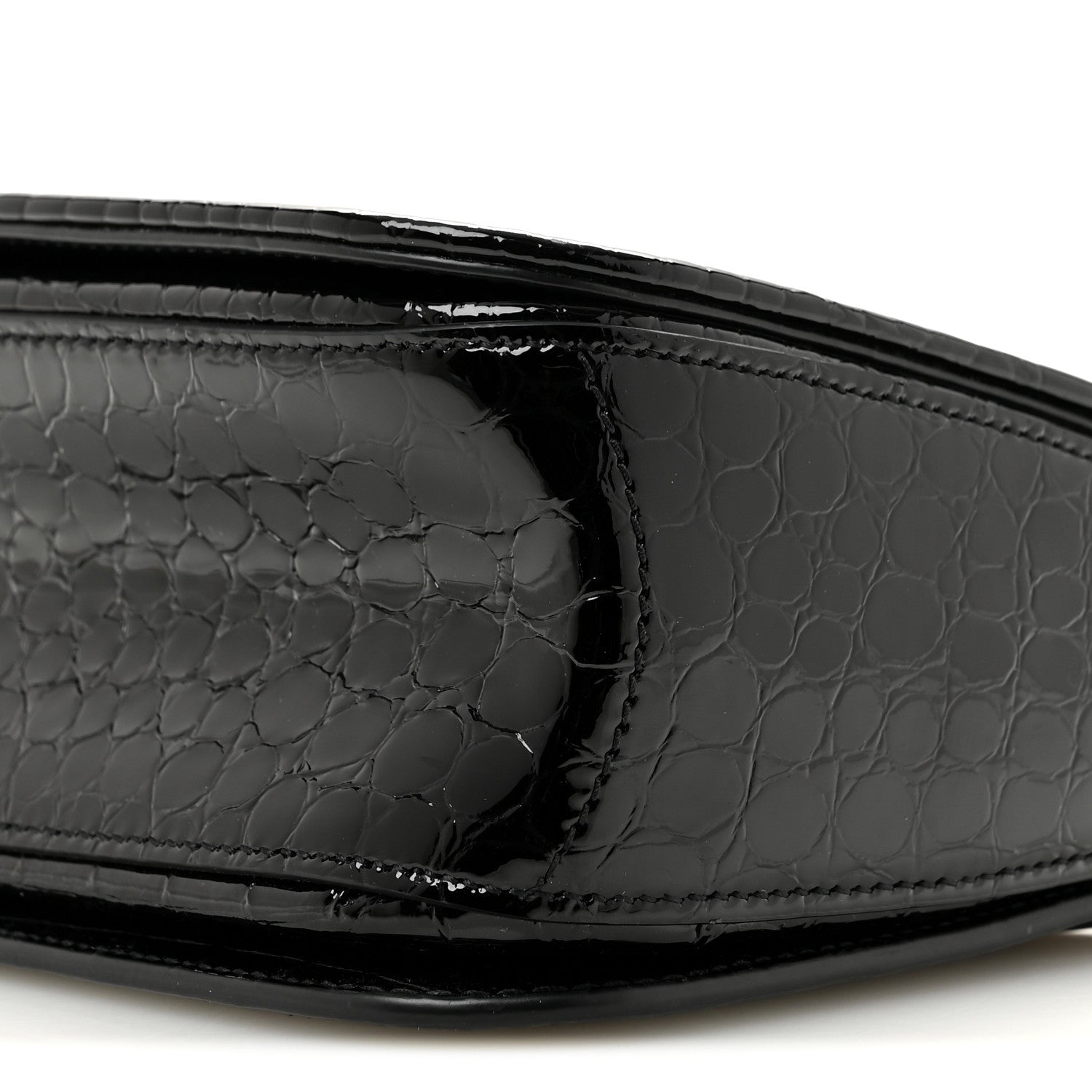 Saint Laurent Patent Calfskin Crocodile Embossed Elise Chain Shoulder Bag Black Black 10 of 11